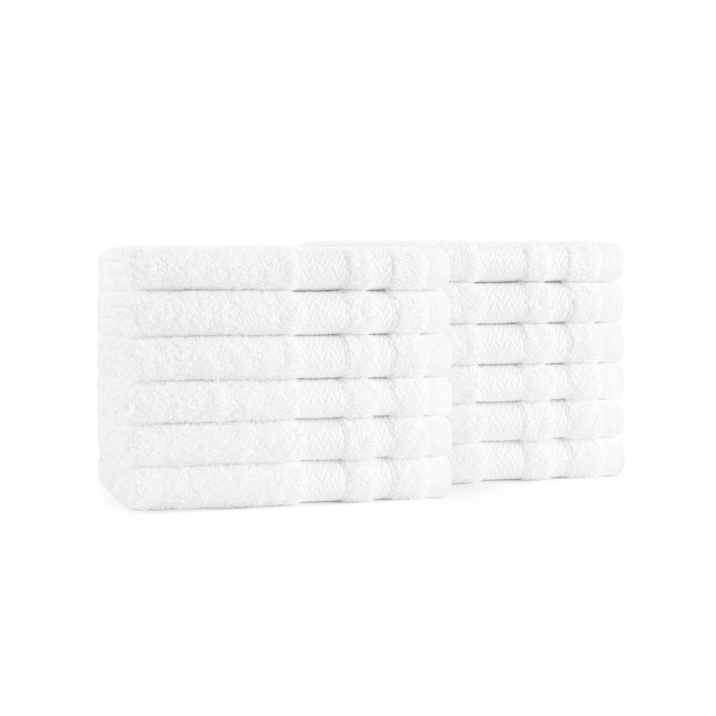Magellan Washcloth Set of 12 - White - 13" x 13" - Cotton